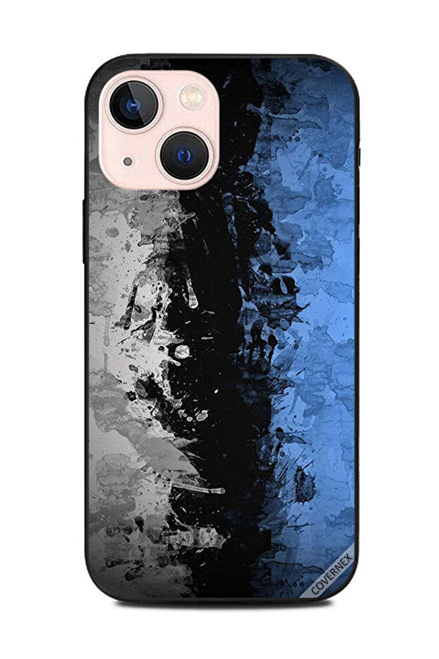 غطاء حماية لهاتف Apple iPhone 13 Mini بنمط طلاء رمادي أسود أزرق