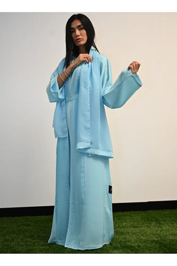 Sky Blue Front Open Abaya