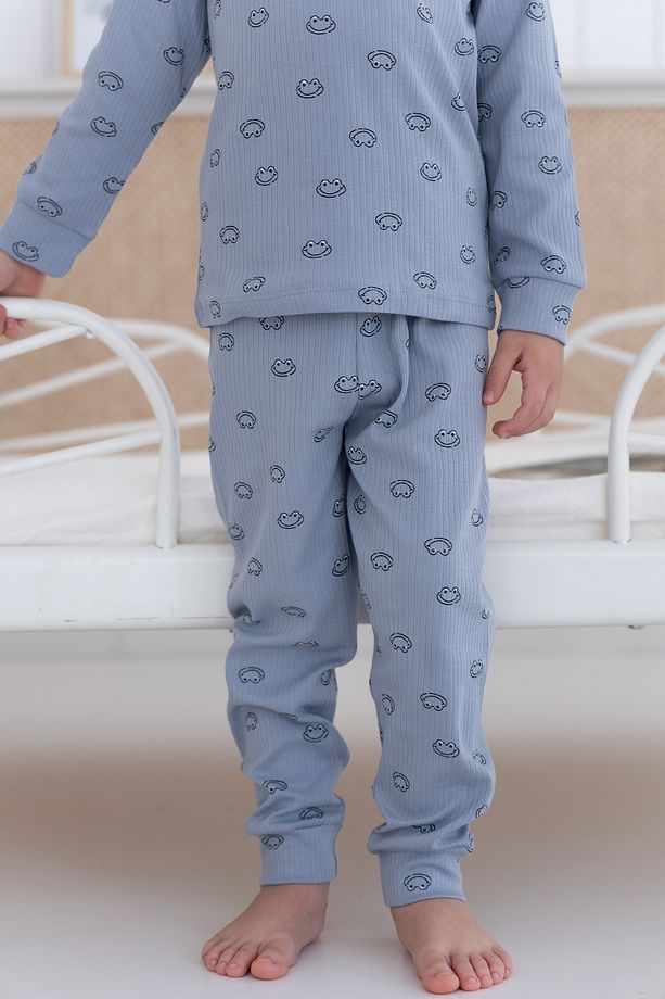 %100 Pamuk Desenli Erkek Çocuk Pijama Takımı - 3