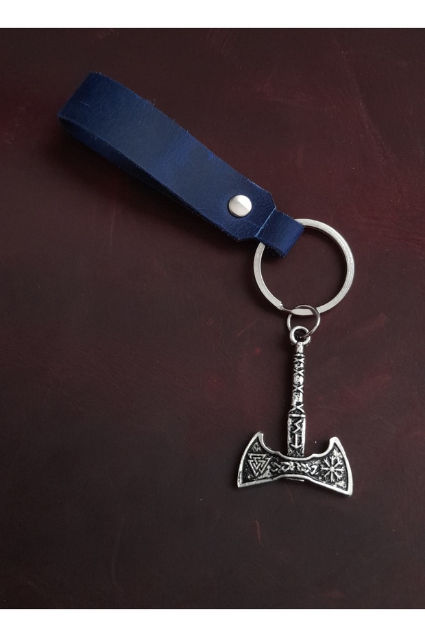 Ax Valknut Figure Genuine Leather Keychain Gift Keychain