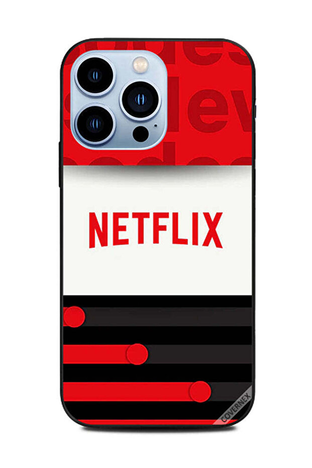 غطاء حماية لهاتف Apple iPhone 13 Pro من Netflix بخطوط حمراء وسوداء