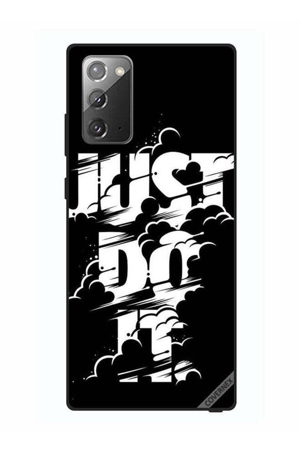 غطاء حماية لهاتف سامسونج جالكسي نوت 20، مطبوع عليه Just Do It باللونين الأبيض والأسود