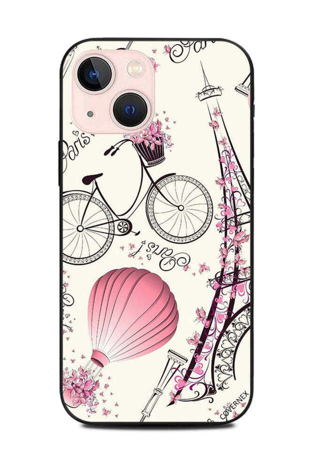 غطاء حماية لهاتف Apple iPhone 13 Mini Effel Tower و Love Cycle