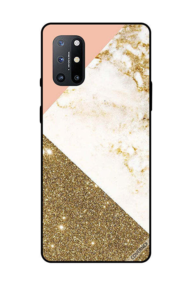 غطاء حماية لهاتف OnePlus 8T بنمط لامع ذهبي وغير لامع