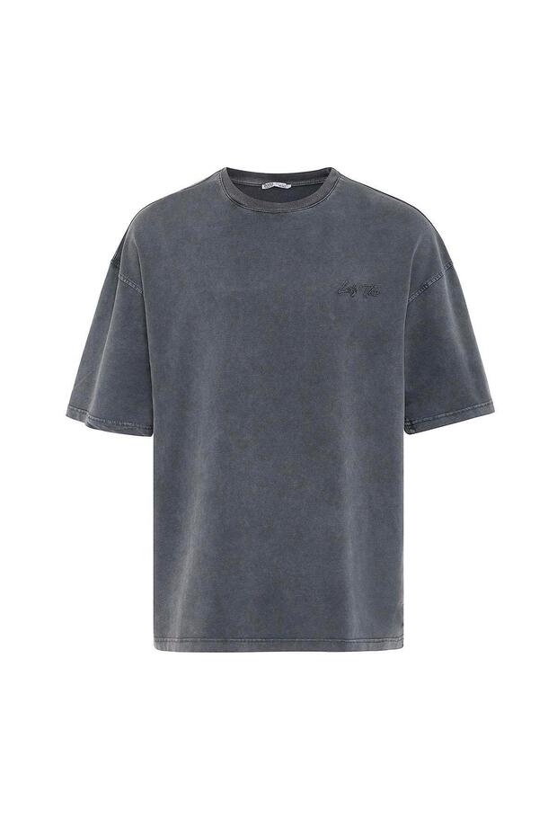 Washable Oversize Back Printed T-Shirt Black