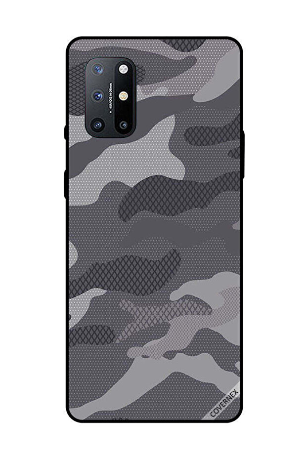 غطاء حماية لهاتف OnePlus 8T بنمط مموه رمادي