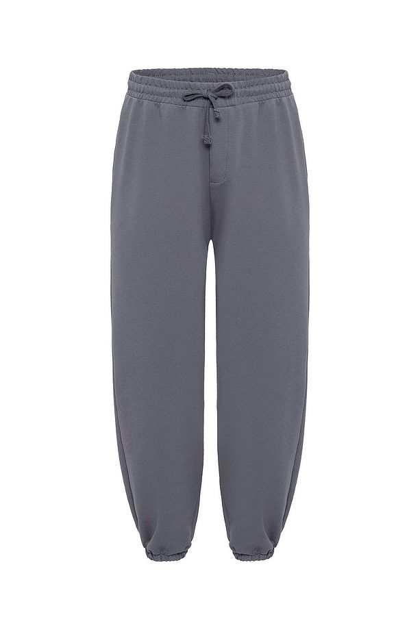 Basıc Paça Lastikli Oversize Eşofman Alt Füme - 2