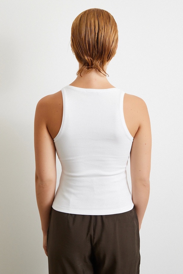 Basic Crop Top Beyaz - 6