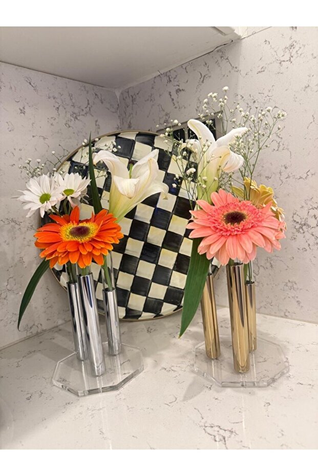 Üçlü Vazo Gold - 4