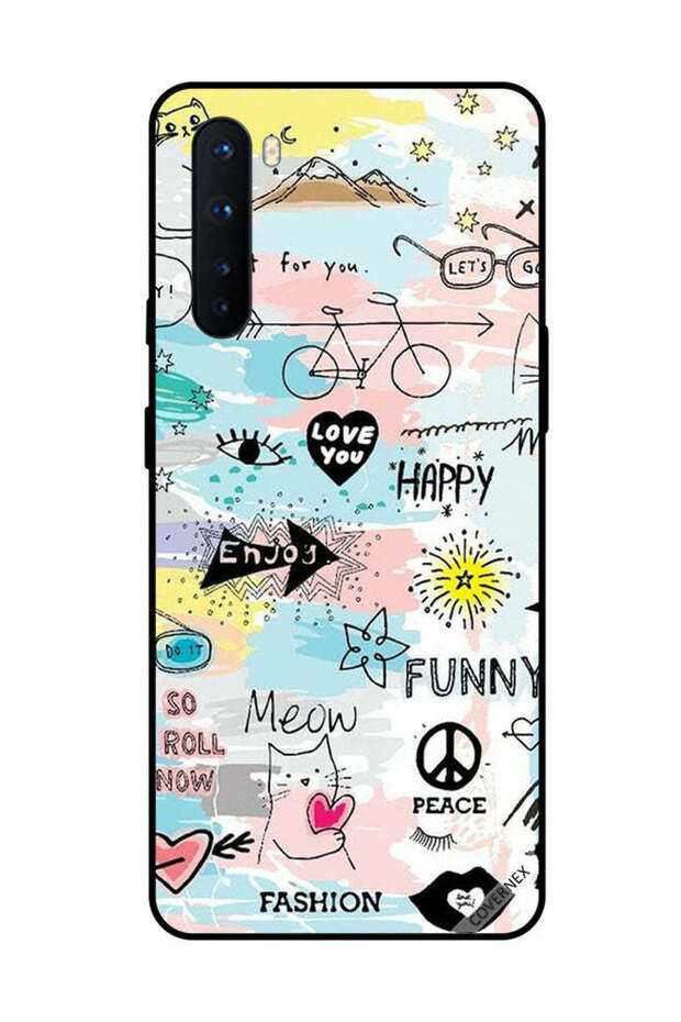 غطاء حماية لهاتف OnePlus Nord Doodle Meow Enjoy
