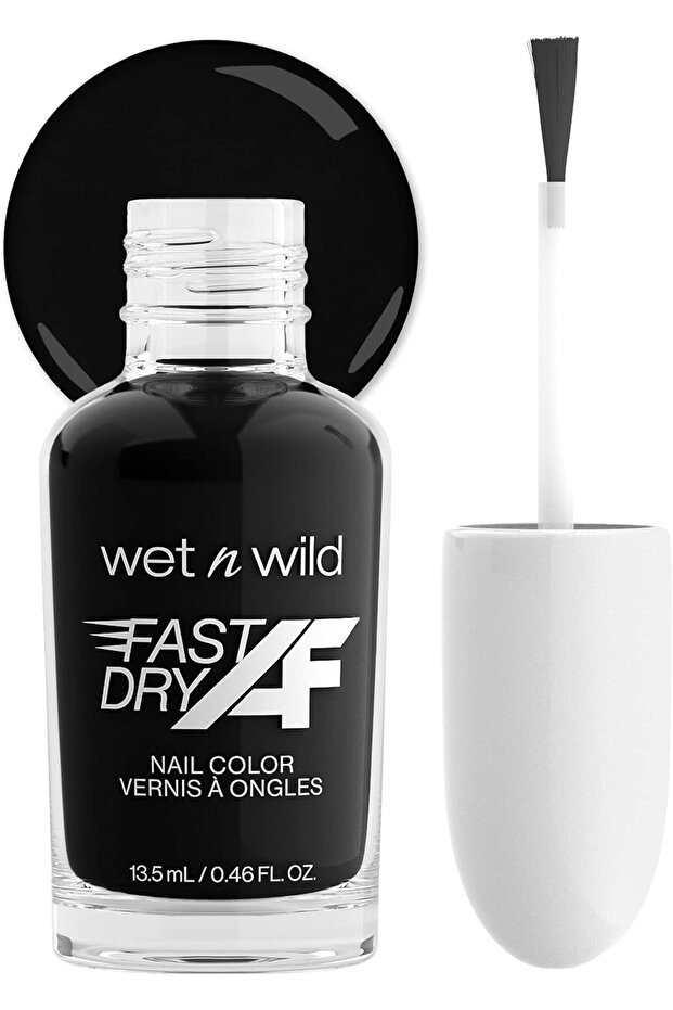 wet n wild Fast Dry AF Nail Polish Color, Black Throwing Shade | Quick Drying - 40 Seconds | Long La