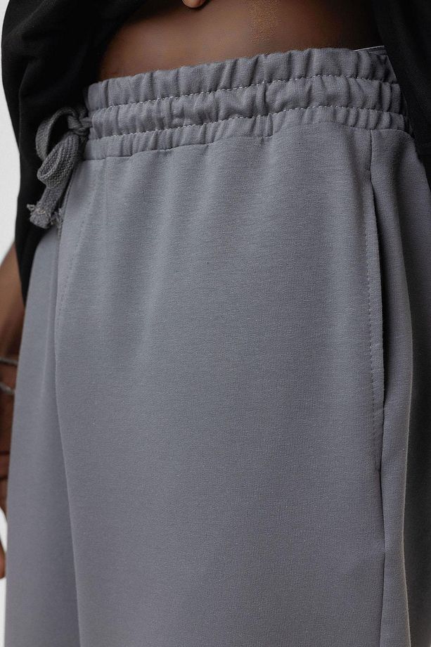 Basıc Paça Lastikli Oversize Eşofman Alt Füme - 7