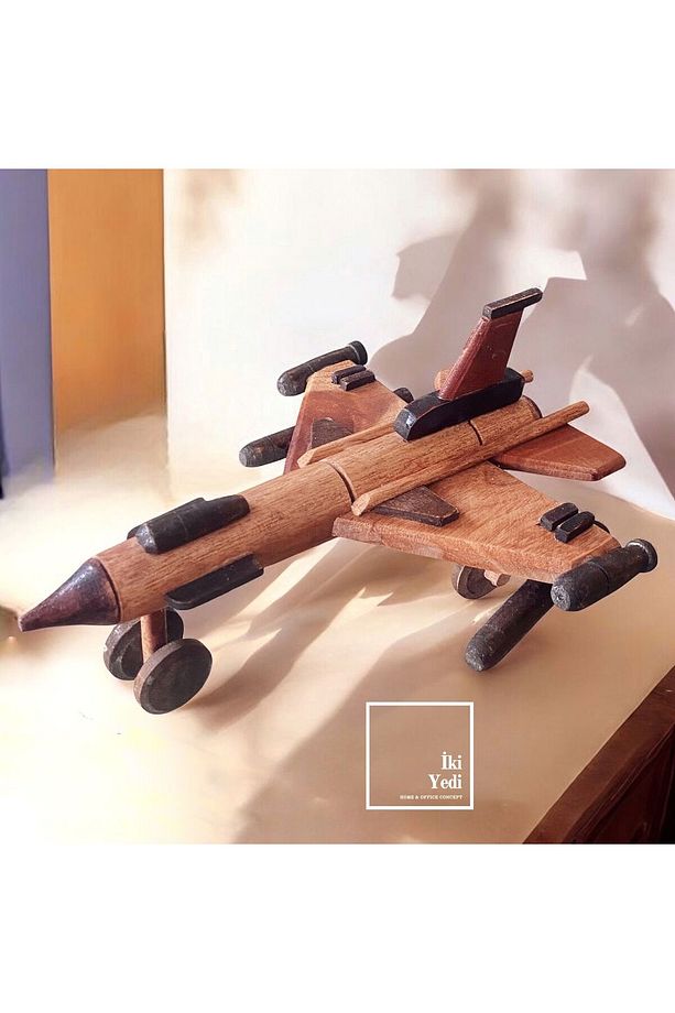 Ahşap Jet Uçak Maketi Dekoratif Objeler Havacılık Figür Ofis Hediyesi Ev Dekorasyonu Savaş Uçağı - 1