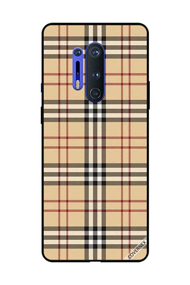 غطاء حماية لهاتف OnePlus 8 Pro بخطوط حمراء وسوداء على القماش