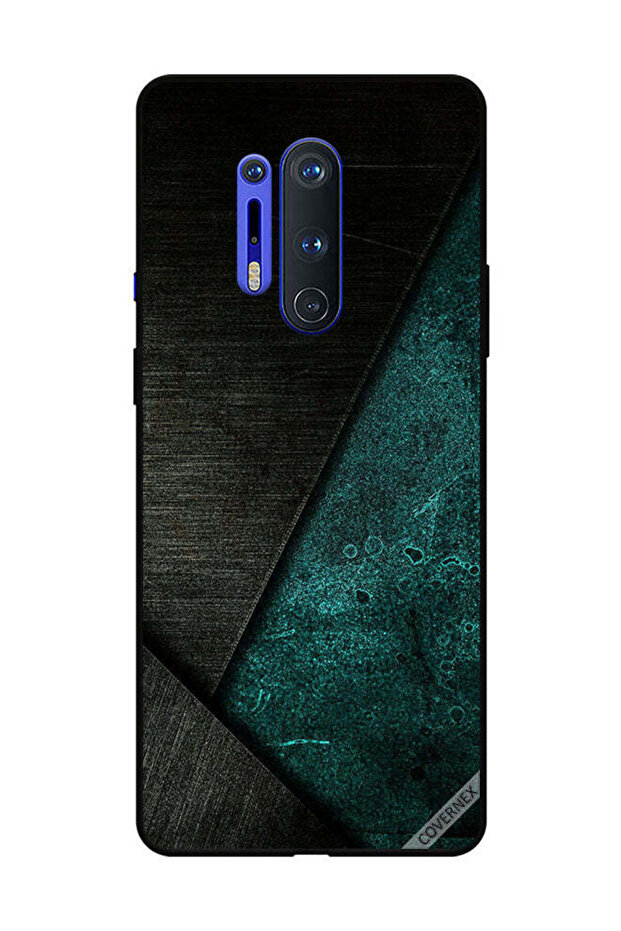 غطاء حماية لهاتف OnePlus 8 Pro بنمط أسود وأخضر داكن