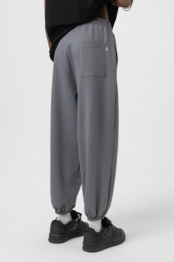 Basıc Paça Lastikli Oversize Eşofman Alt Füme - 5
