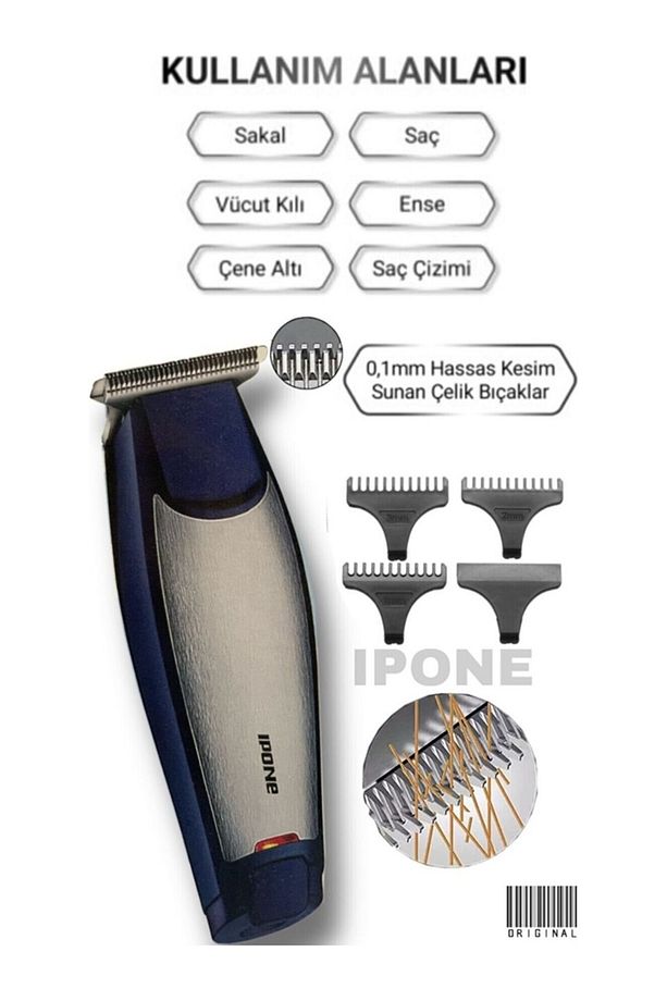 IP-1068 Lazer Öncesi Profesyonel Saç ve Sakal Tıraş Makinesi – Sessiz, Güçlü ve Hassas Kesim - 5