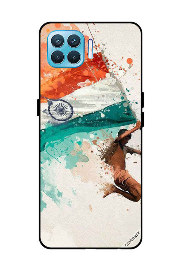 غطاء حماية لهاتف OPPO F17 Pro يحمل علم الهند أثناء الطيران