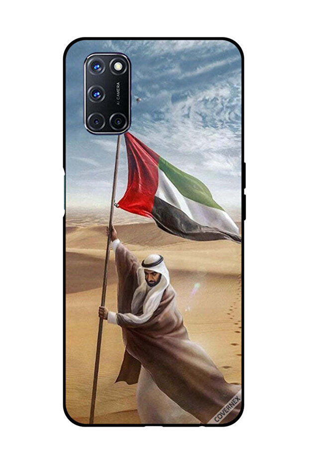 غطاء حماية لهاتف OPPO A52/A72/A92، علم الإمارات العربية المتحدة مزروع بشعار زايد
