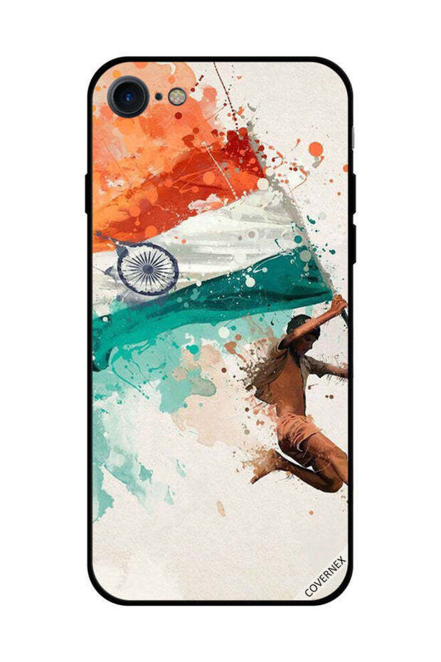 غطاء حماية لهاتف iPhone SE 2020 يحمل علم الهند أثناء الطيران