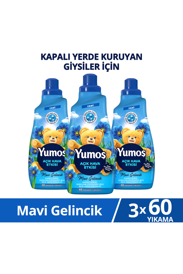 Yumoş Yumoş Açık Hava Etkisi Konsantre Çamaşır Yumuşatıcısı Mavi Gelincik 1440 Ml 60 Yıkama x3
