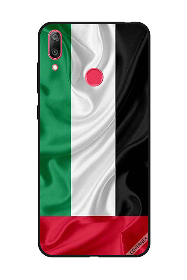 غطاء حماية لهاتف هواوي Y7 Prime 2019، قماش علم الإمارات العربية المتحدة