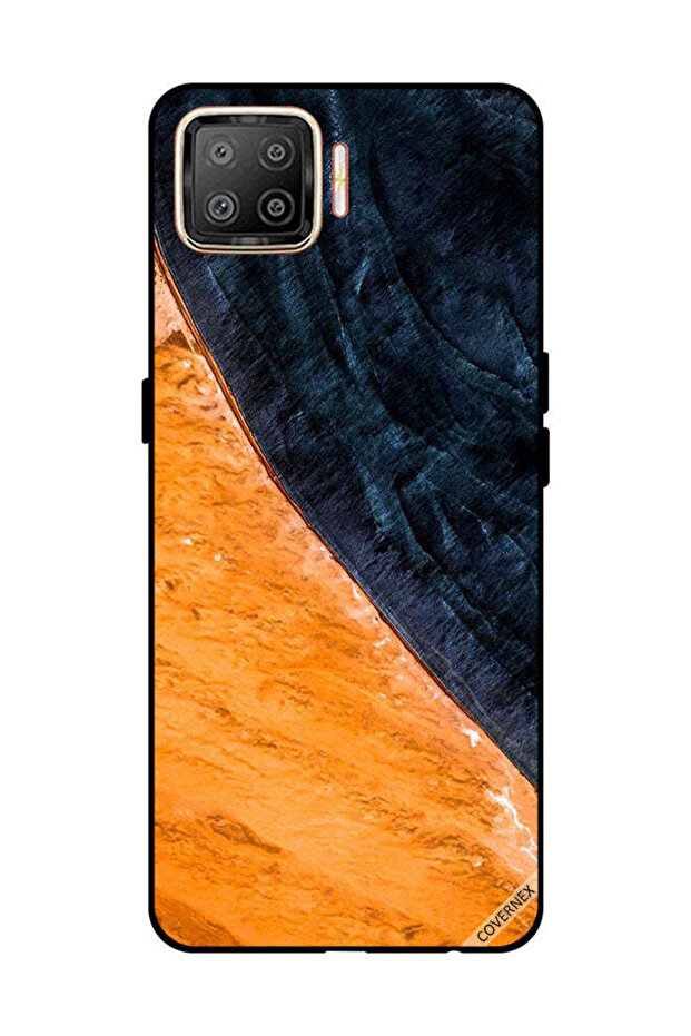 غطاء حماية لهاتف OPPO F17 بنمط طلاء أصفر وأسود