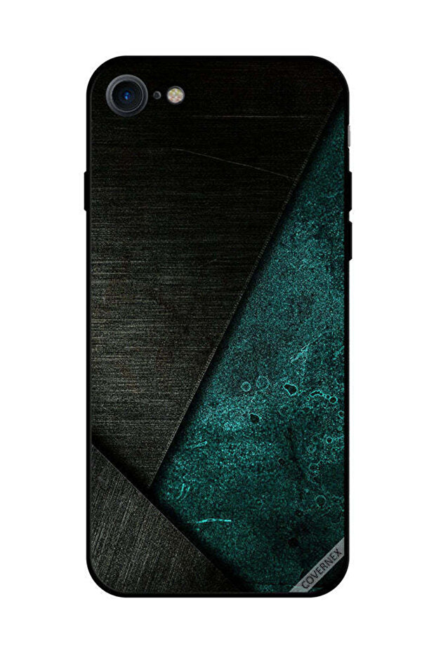Protective Case Cover For iPhone SE 2020 Black & Dark Green Pattern