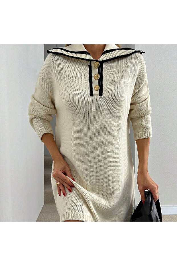 Düğmeli Triko Tunik - 5