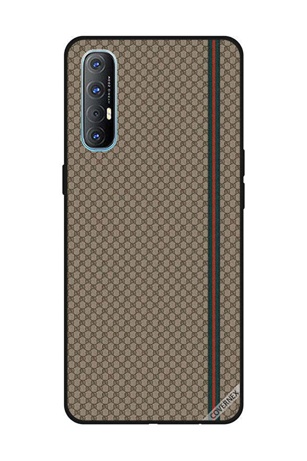غطاء حماية لهاتف OPPO Reno 3 Pro بخطوط حمراء وخضراء على نمط بني