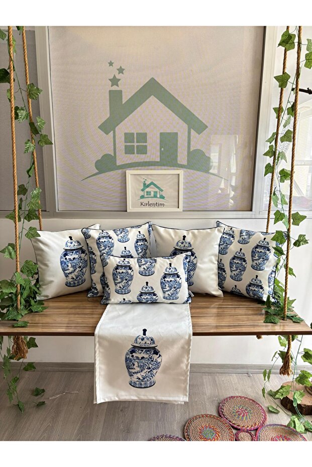 6 قطع-E433-E433A مجموعة غطاء وسادة وغطاء سرير منقوش على الوجهين - 1