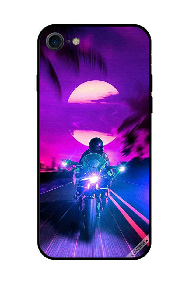 Protective Case Cover For iPhone SE 2020 Biker Leaving Moon Behind