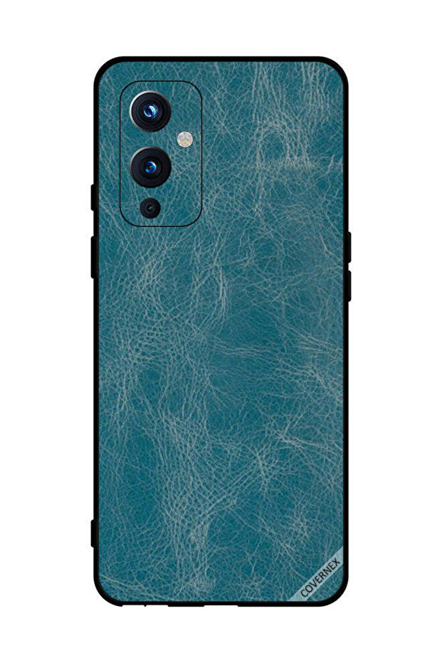 غطاء حماية لهاتف OnePlus 9 بنمط جلدي أزرق