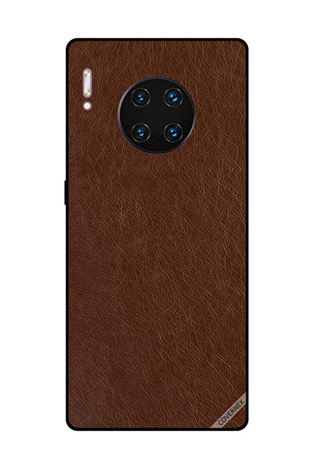 Protective Case Cover For Huawei Mate 30 Pro Dark Brown Leather Pattern