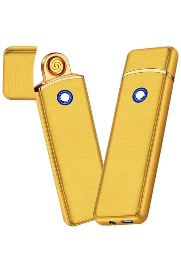 Electronic Rechargeable Windproof Lighter, USB Charging, Digital Sensor, Button with Light, 8 cm, Go