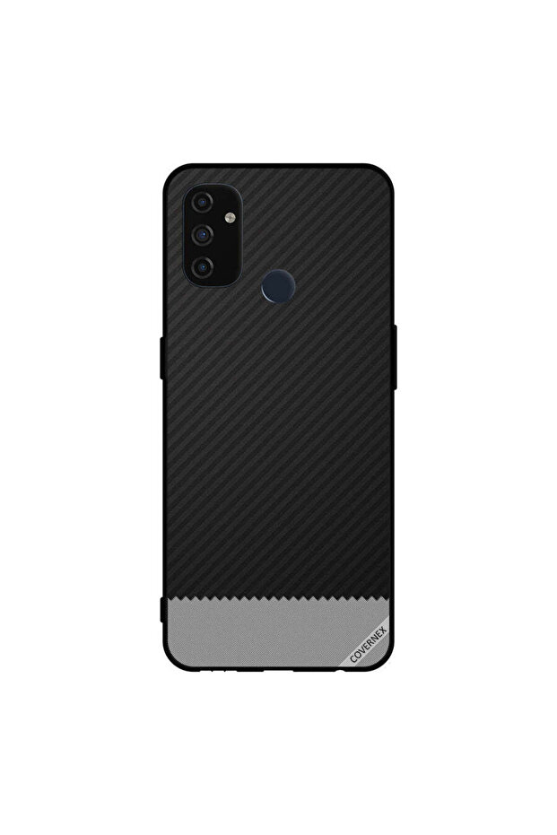 غطاء حماية لهاتف Oneplus Nord N100 بنمط خطوط سوداء ورمادية
