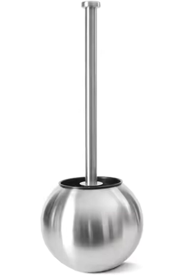 AKC Stainless Steel Toilet Brush with Holder – Household Bathroom Toilet Cleaning Tool, Modern Dur