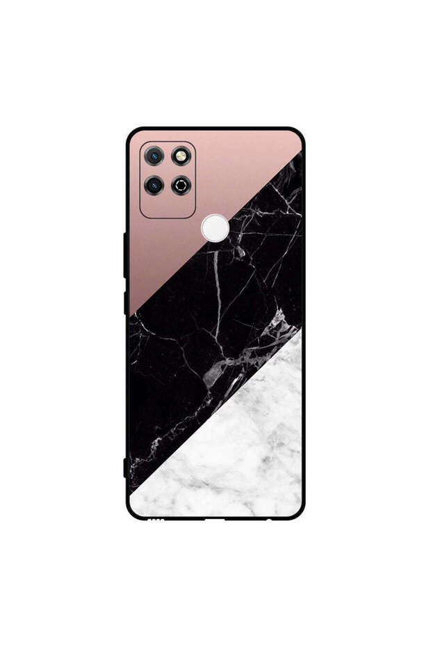 غطاء حماية لهاتف Honor Play 5T، أبيض وأسود، الجزء العلوي من الرخام، بنمط عادي