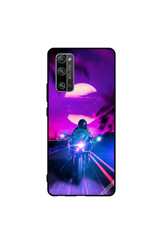 غطاء حماية لهاتف Honor 30 Pro+ راكب الدراجة النارية يترك القمر خلفه