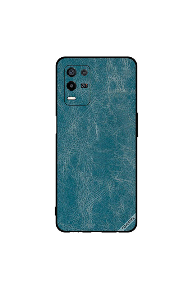 غطاء حماية لهاتف Oppo K9x بنمط جلدي أزرق