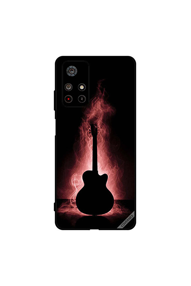 غطاء حماية لهاتف Poco M4 Pro بتصميم انعكاس جيتار في الظلام