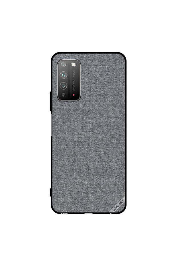 غطاء حماية لهاتف Honor X10 5G بنمط قماش رمادي