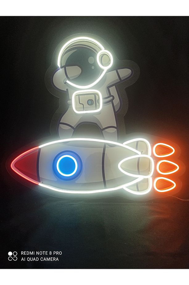 Roket Led Tasarımı | Astronot Işıklı Duvar Dekoru | Gece Lambası - 4