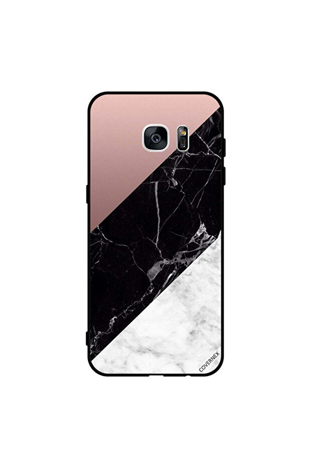 Protective Case Cover For Samsung Galaxy S7 edge White Black Marble Top Is Plain Pattern