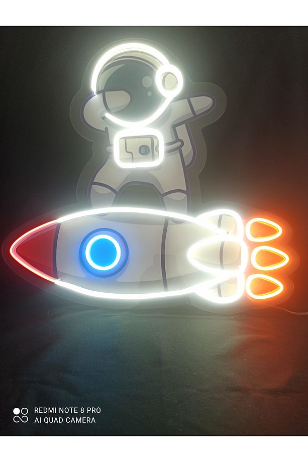 Roket Led Tasarımı | Astronot Işıklı Duvar Dekoru | Gece Lambası - 5