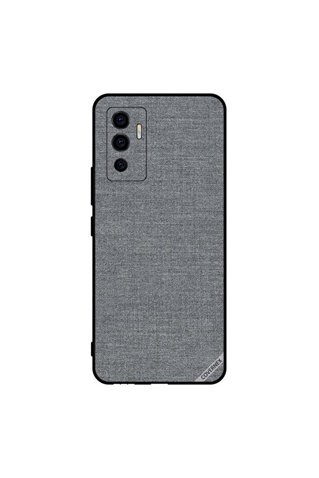 غطاء حماية لهاتف Vivo V23e 5G بنمط قماش رمادي