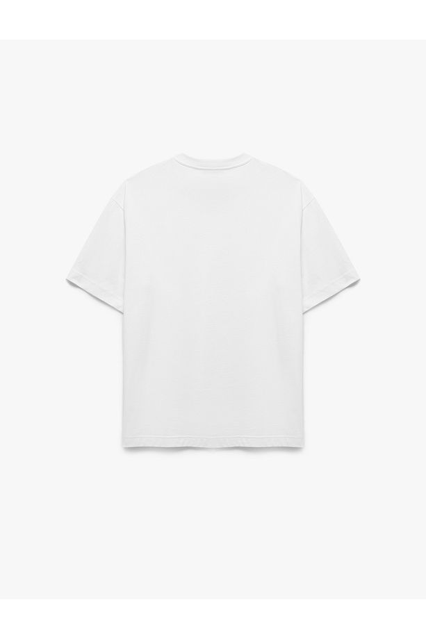 Kısa Kollu Bisiklet Yaka Pamuklu Basic Oversize Tişört - 4