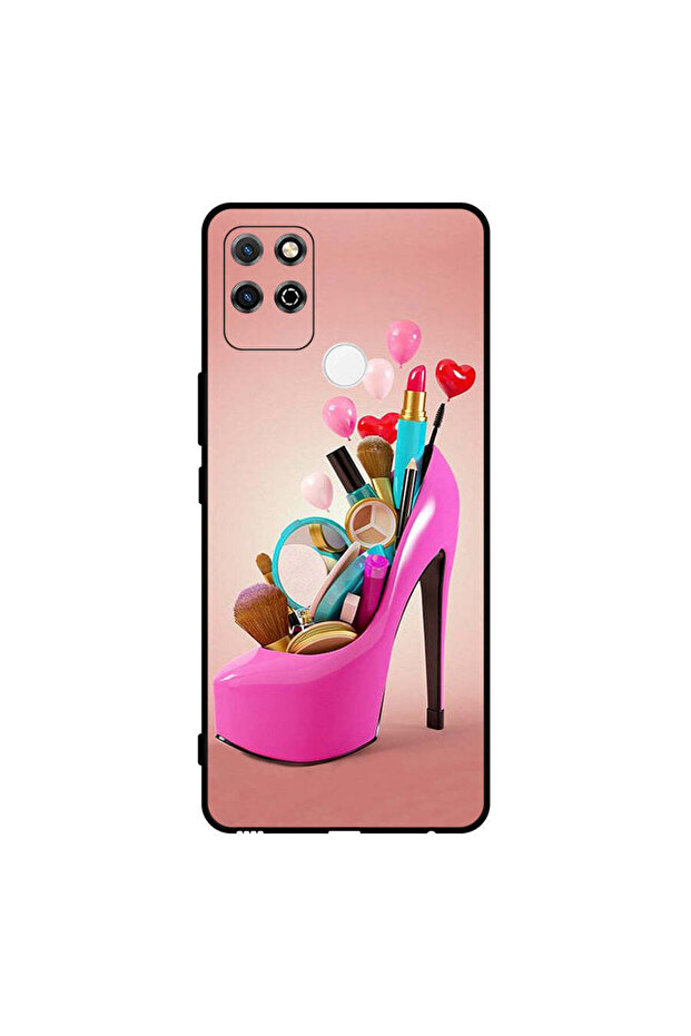 غطاء حماية لهاتف Honor Play 5T حذاء وردي مع أدوات مكياج