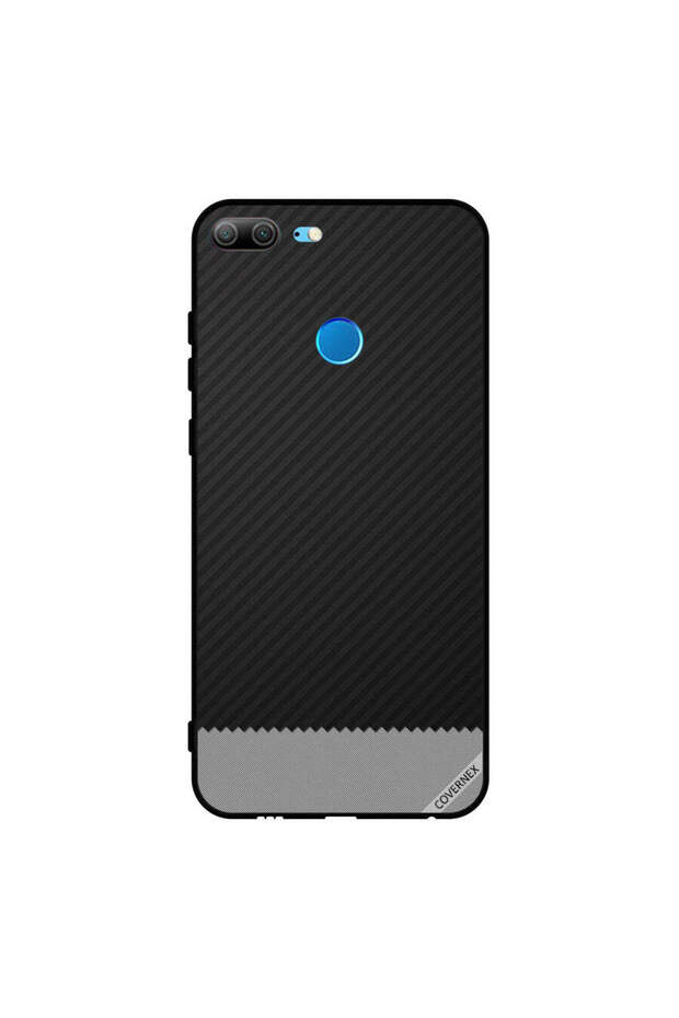 غطاء حماية لهاتف Honor 9 Lite بنمط خطوط سوداء ورمادية