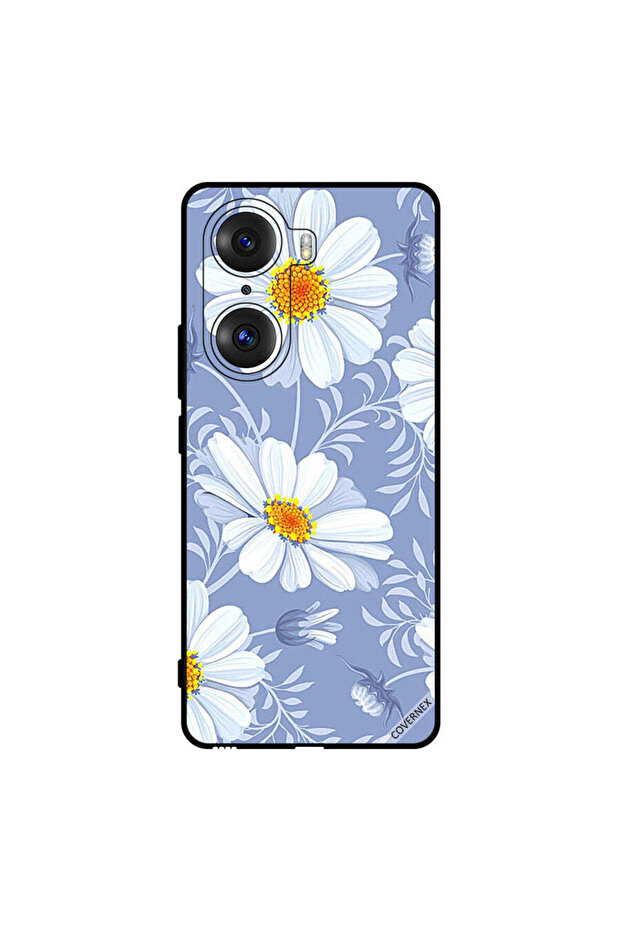غطاء حماية لهاتف Honor 60 Pro بطبعة زهور بيضاء متفتحة